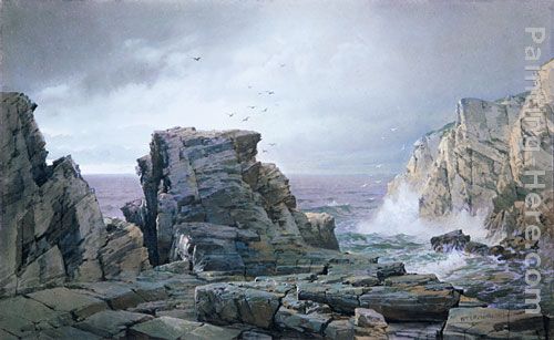 A Rocky Coast painting - William Trost Richards A Rocky Coast art painting